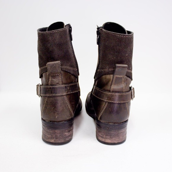 Taos Crave Boots Brown Suede Leather Cap Toe Moto Combat Booties Womens Size 6.5 - Picture 9 of 12